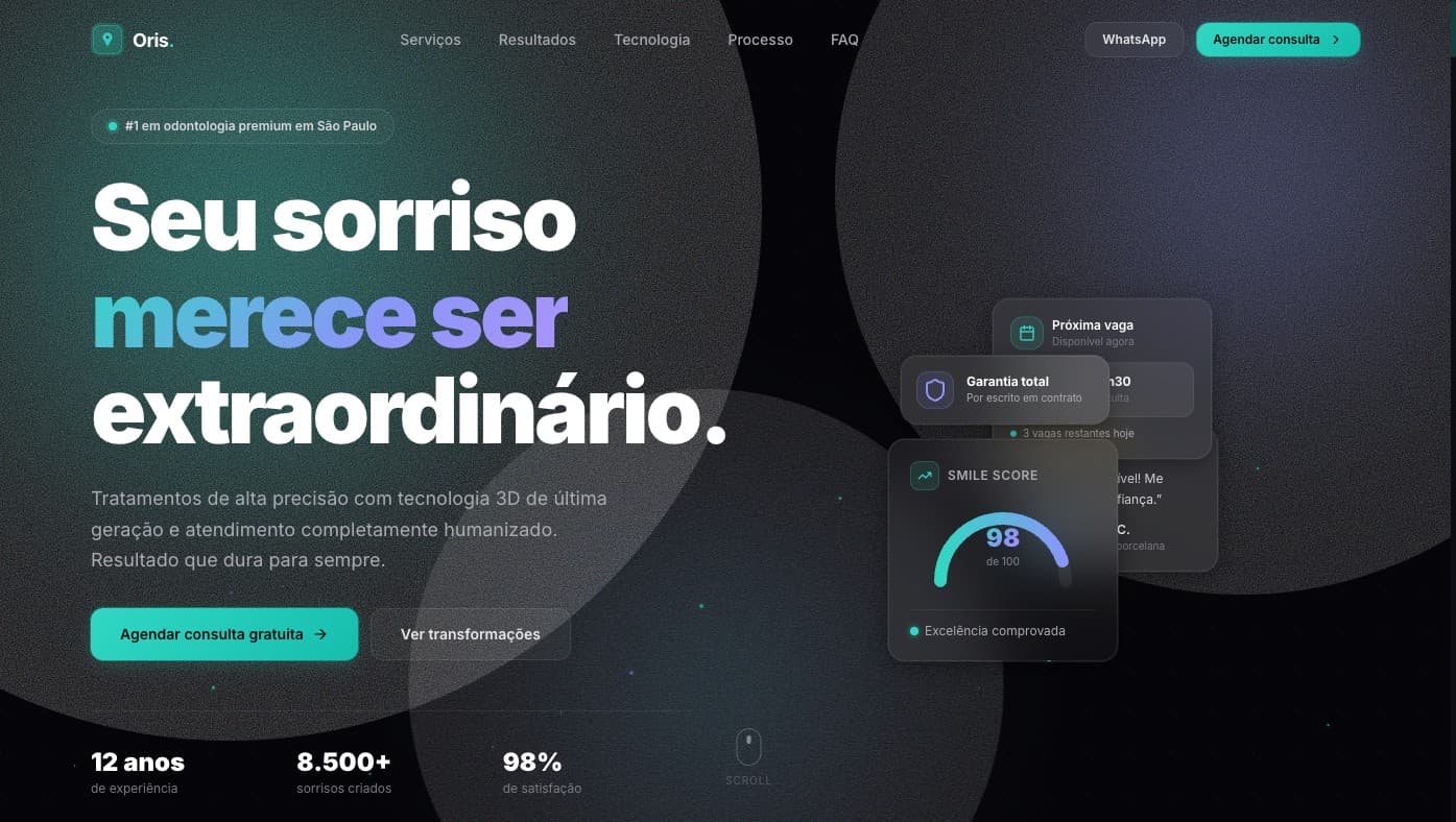Preview do demo Oris Clinic